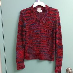 Cozy Multicolor V-Neck Sweater Size M